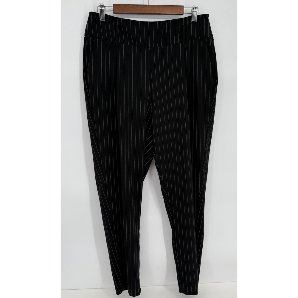 Rachel Zoe Womens Black Pinstripe Tapered Leg Dress Pants Sz 10 Professional